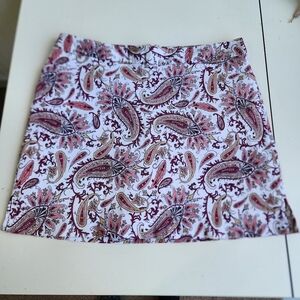 Lady Hagan Women's Pink Paisley Golf Skirt Built in Shorts Pockets Size 14